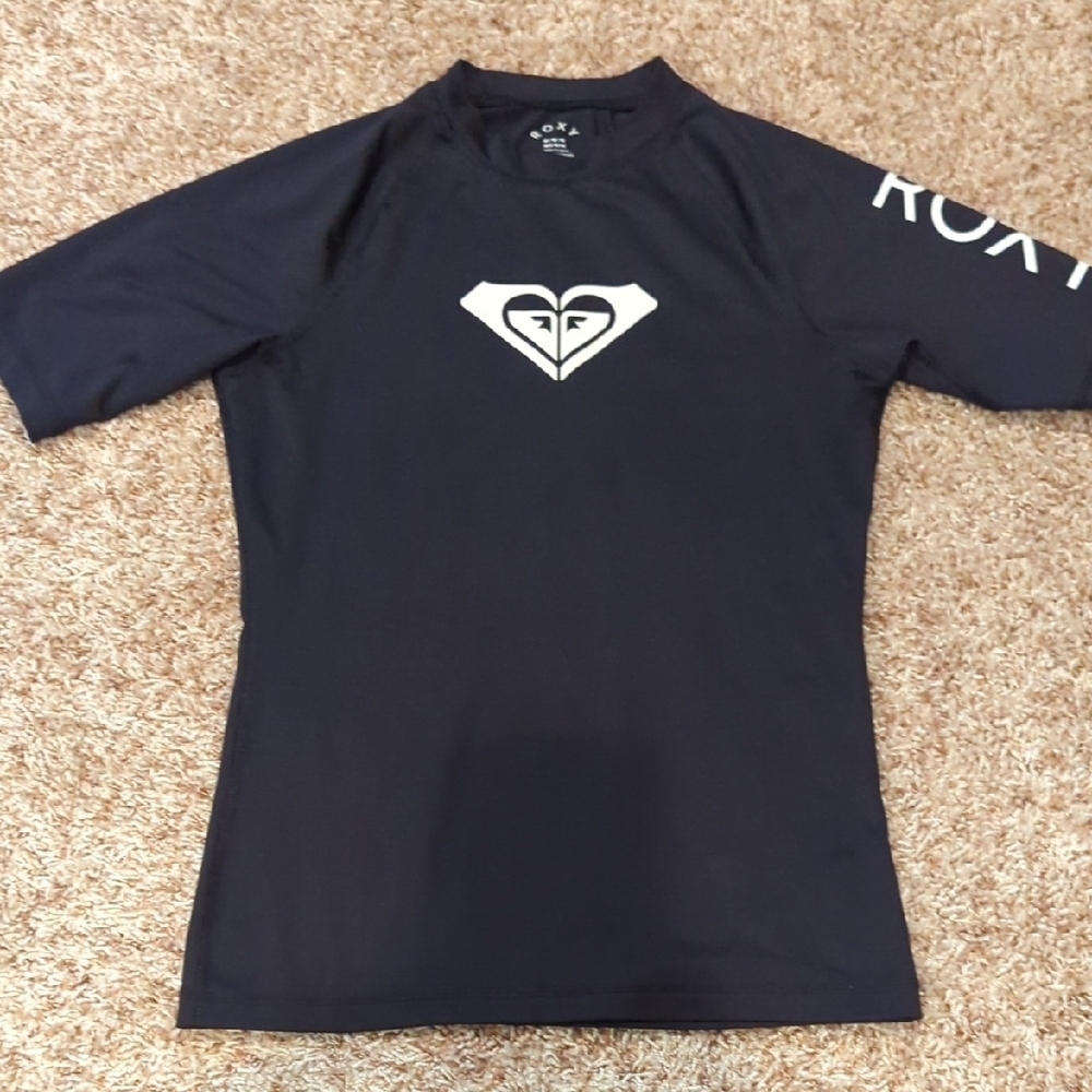 Roxy Sun Shirt Size Medium 10 Black White Rash Guard Shirt